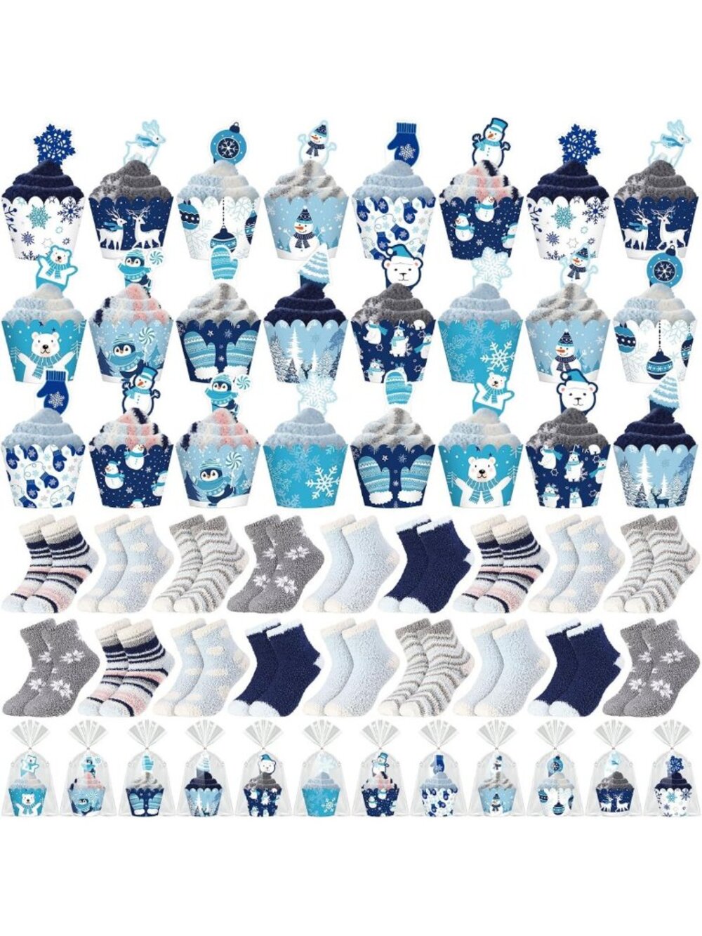 Cozy Winter Cupcake Fuzzy Socks for Women | Soft Snowflake Design, Warm & Comfy